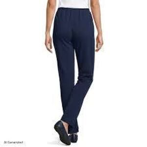 Lands End Sport Knit Pants Navy Blue Pull On Elastic Waist Womens Plus Size 18P